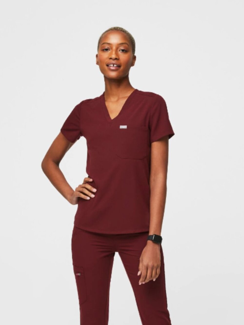 Figs Catarina Scrub Top - Burgundy